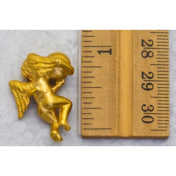 Vintage Gold Tone Angel Angelic White Faux Pearl Pin, Religious Pin by Avon - C8 - Picture 2 of 2